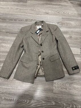 Aritzia Women's Taupe Herringbone Blazer